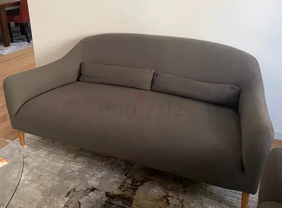 Modern 3-Seater Curved Sofa in Grey Fabric