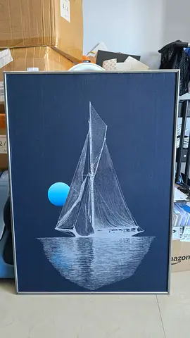 Framed abstract sailboat wall art