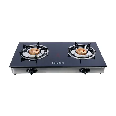 2-Burner Glass Top Gas Stove - Portable Cooktop with tube and adnoc regulator