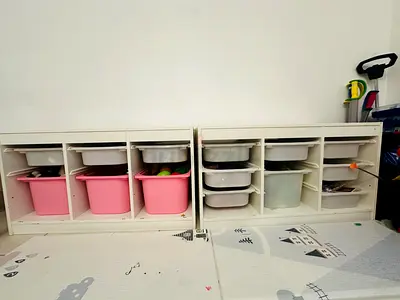 Kids trofast storage with bins