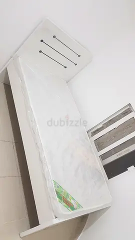 Single white wooden bed frame with mattress - brand new