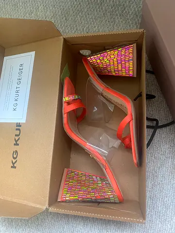 KG Kurt Geiger orange beaded wedge sandals - size 6Uk, new