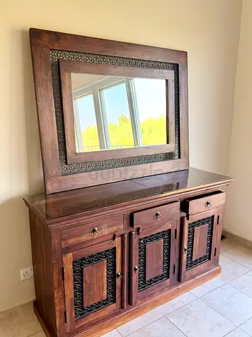 Marina solid wood sideboard with mirror