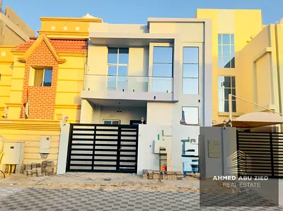 Luxury villa, first occupancy in Al Zahia near Mohammed Bin Zayed Street, 5 master bedrooms, a living room and a majlis, 7 bathrooms, a balcony with a