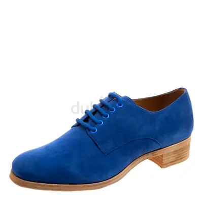Authentic Christian Louboutin Blue Suede Chorale Lace Up Derby Size Size 42
