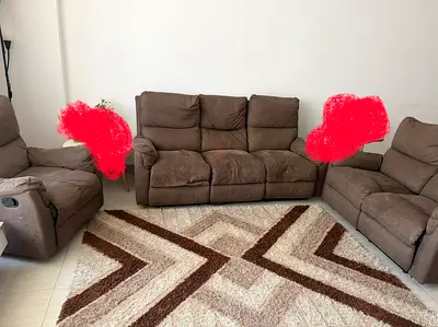 3-piece +2 pieces + 1 brown reclining sofa set