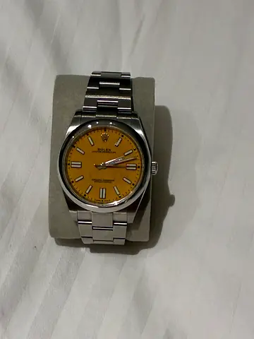 Stainless Steel Mens Wristwatch with Yellow Dial