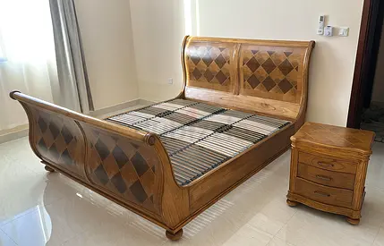 Marina Home - Solid Wood Sleigh Bed with Matching Nightstand - Queen/Double
