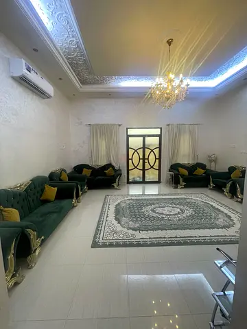Large elegant green area rug in living room