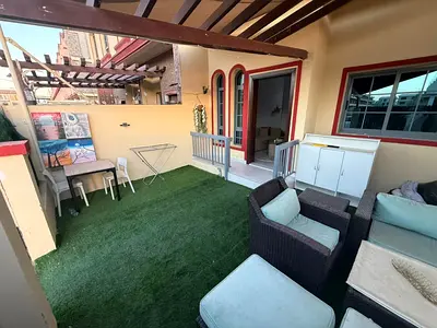 Townhouse for annual rent featuring 2 master bedrooms, living hall and 3 bathrooms. Rent AED 45K in 4 payments.