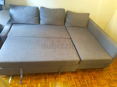 Grey L-shaped Sofa Bed with Storage - Good Condition