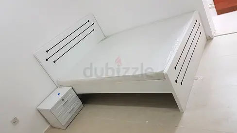 White Wooden Double Bed Frame with mattress brand new
