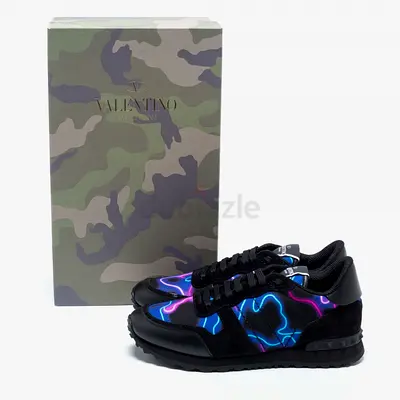 Valentino Garavani Rockrunner sneakers in a black neon camouflage print