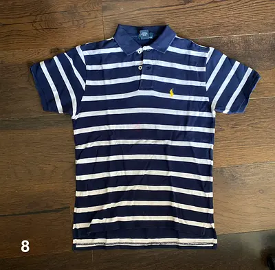 Navy  White Striped Polo Shirt (Ralph Lauren style) - For kids aged 8