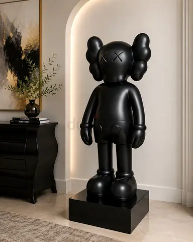 Matte Black KAWS Style Companion Statue