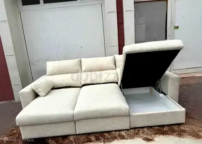 Ikea Eskelstuna L shape sofa bed Beige Excellent Condition