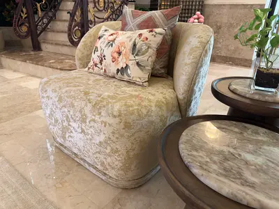 Plush Upholstered Accent Chair with Decorative Cushions