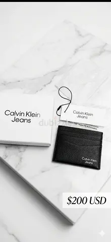 Calvin Klein Jeans Black Leather Card Holder / Wallet بوك  محفظه
