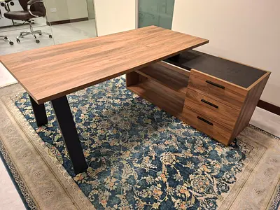 Modern Wooden Executive Office Desk with Side Storage
