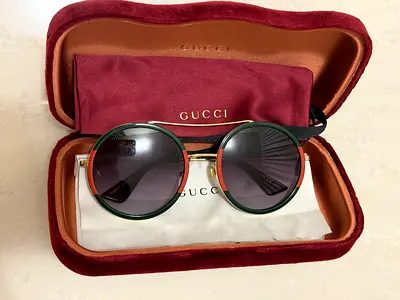 GUCCI Round Sunglasses GG0061S 003 with Velvet Case - Excellent Condition