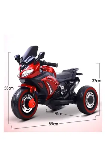 Red Electric Ride-On Trike for Kids — 3-Wheel Motorbike Style
