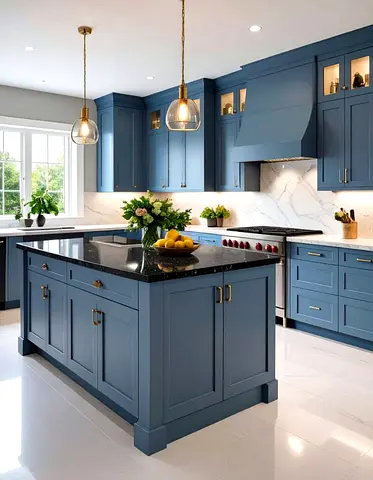 Blue Shaker Style Kitchen Island