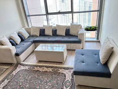 L-shaped 6-seater Sofa Set with Ottoman and Coffee Table