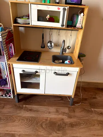 Wooden Play Kitchen Set with Accessories - Good Condition