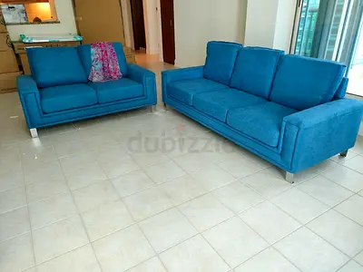 Blue 3-Seater Sofa + 2-Seater Loveseat Set - Good Condition