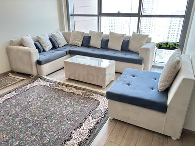 L-shaped 6-seater Sofa Set with Ottoman and Coffee Table