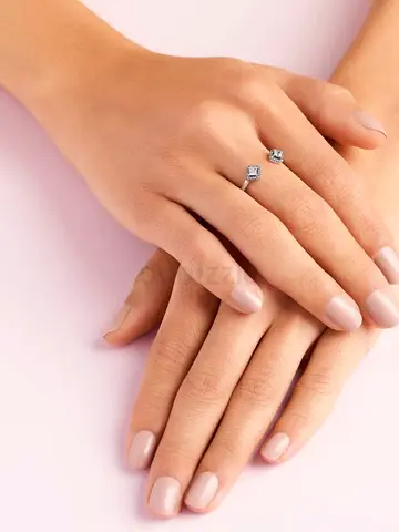 Pandora, Set of two delicate silver rings with square CZ stones - size adjustable silver 925