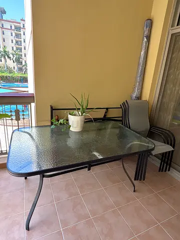 Outdoor Table + 4 Chairs + Umbrella Set