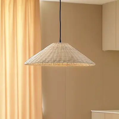 Woven Rattan Pendant Light — Natural Hanging Lamp