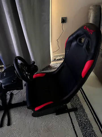 Racing Gaming Chair with Logitech Wheel and Pedals