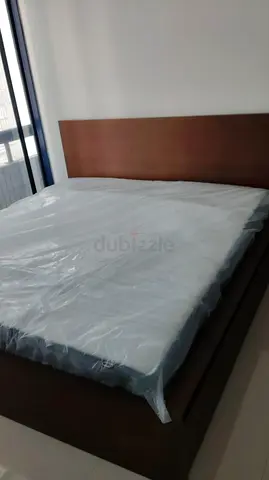 Ikea Malm Queen wooden bed frame with mattress - good condition