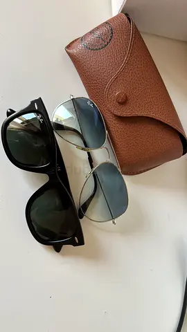Two pairs of sunglasses with hard case - Ray-Ban style aviators and wayfarer
