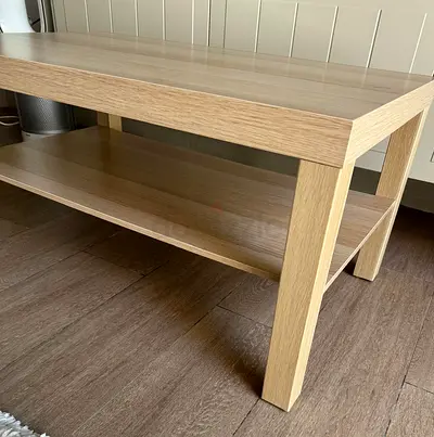 Light Oak Coffee Table with Lower Shelf - Good Condition