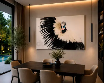 Cobra art Modern  art with black feather motif from Marina Home