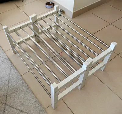 2x IKEA-style 2-Tier Shoe Rack with White Frame and Stainless Bars