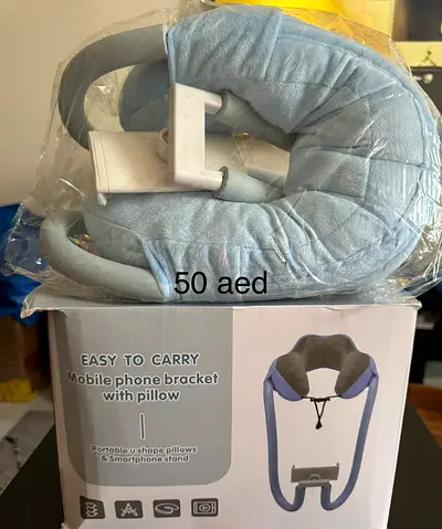 Portable U-shaped Neck Pillow with Mobile Phone Bracket - Light Blue (Like New)