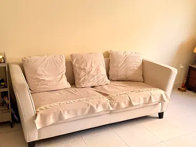 3-Seater Beige Fabric Sofa in excellent Condition