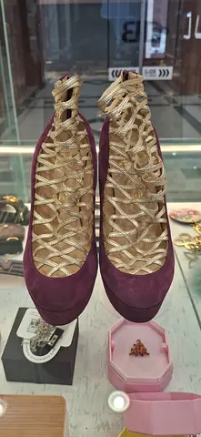 Purple Suede Lace Up Ballet Flats