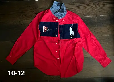Ralph Lauren-style Boys Red Button-Up Shirt - For kids aged 10-12