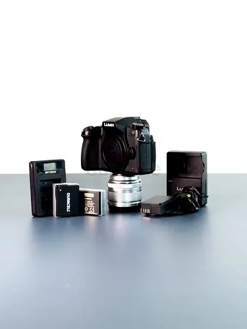Panasonic Lumix G80/G85 bundle with Olympus 14-42 lens, on-camera monitor, mics