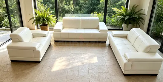 Sofa Leather off White 6 Seater