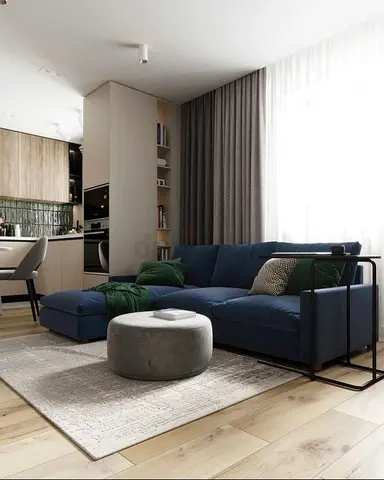 Modern Blue L-Shaped Sofa