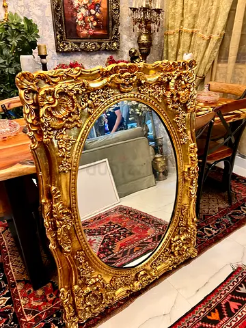 Large Ornate Gold Framed Oval Mirror - Vintage Baroque Style