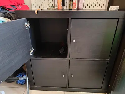 Dark wood 4-door storage cabinet / entryway console - good condition IKEA.