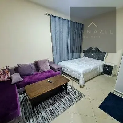 Furnished studio apartment with excellent furniture, spacious, in Sharjah, Al Nahda, on the border with Dubai.