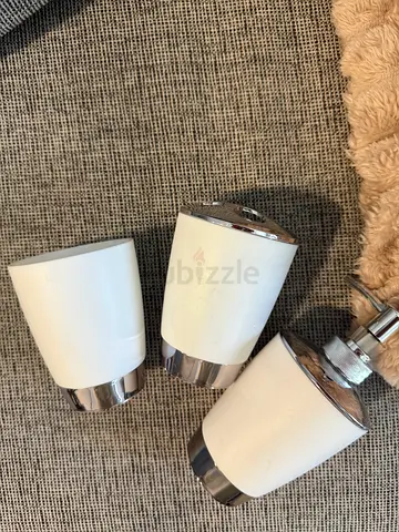 White and Chrome Bathroom Accessories Set (Soap Dispenser  Holders)